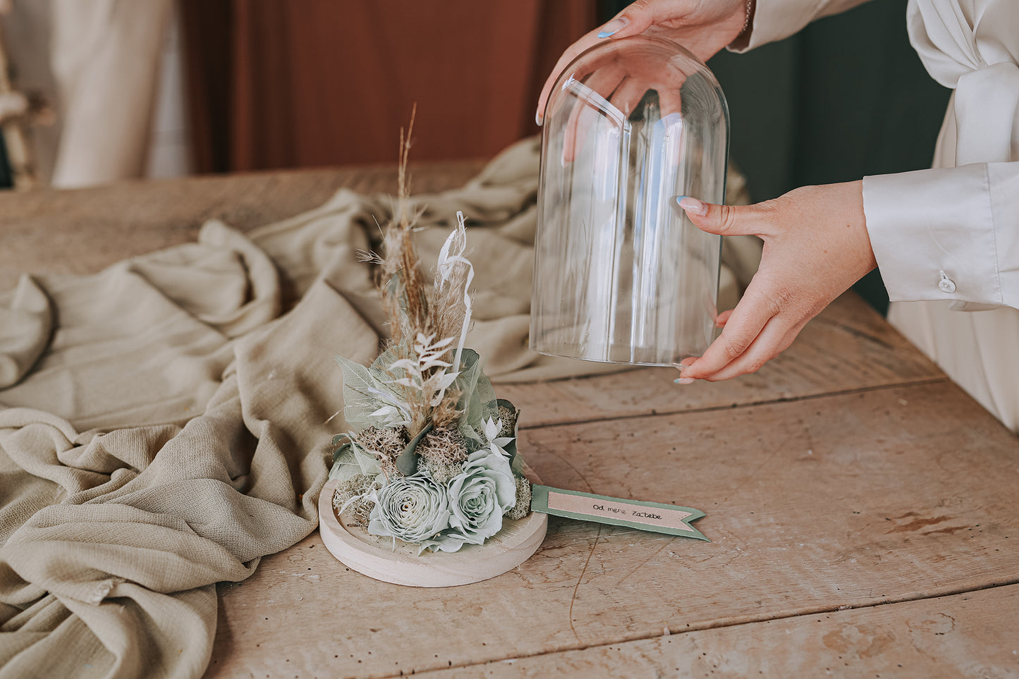 FLOWER FAIRY UNDER THE GLASS DOME Medium "Green"
