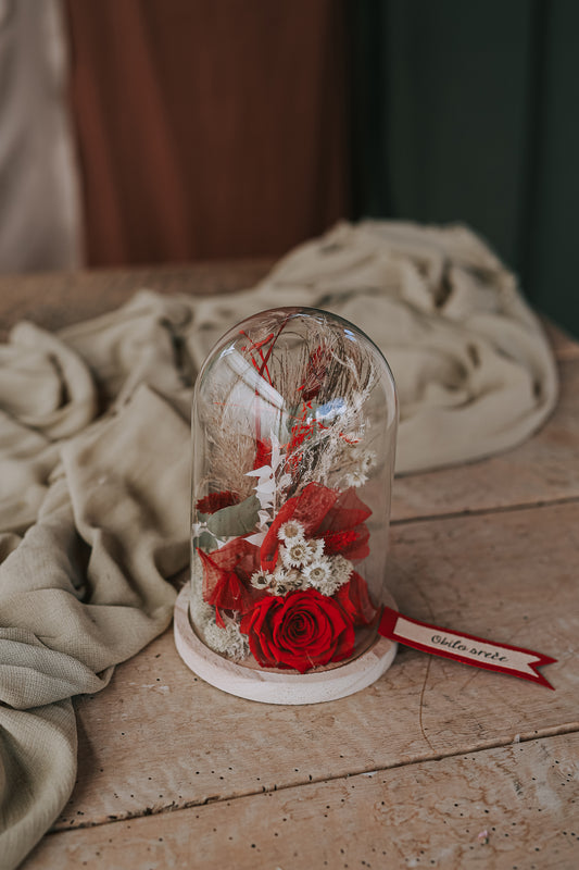 BLUMENFEE UNTER DER GLASKUPPEL Medium "Rot"